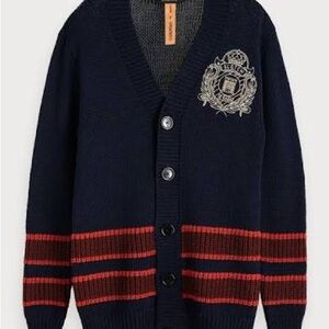 Scotch & Soda Navy and Red Varsity Cardigan